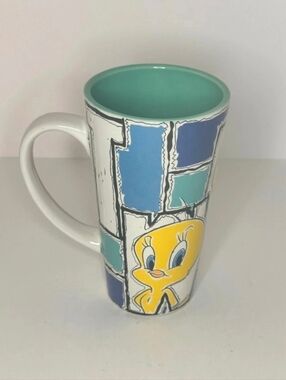 Vtg Coffee Cup Set Tweety Bird Warner Brothers 1997 Cartoon Gibson Tall Mug 16oz